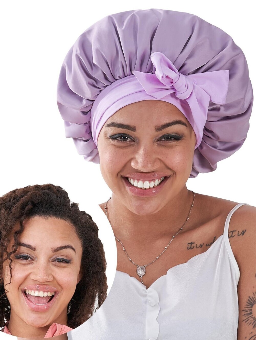 Silk Bonnet for Sleeping Women, Satin Hair Bonnet for Sleeping - Rose Red